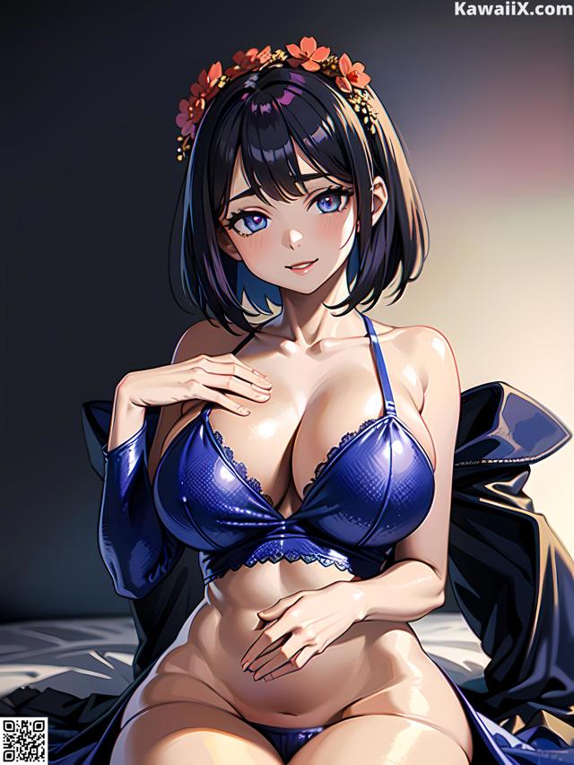Hentai - 华彩繁花 Set 2 20230602 Part 7 No.fac0ff A woman in a blue bikini sitting on a bed.