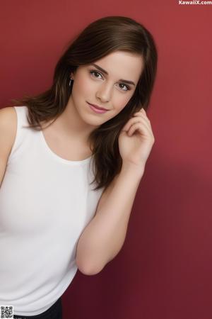 A woman in a white bra and panties posing for a picture.